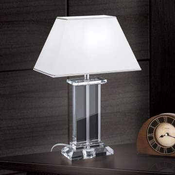 Candeeiro de mesa em cristal VERONIQUE 1xE27/60W/230V branco/cromado