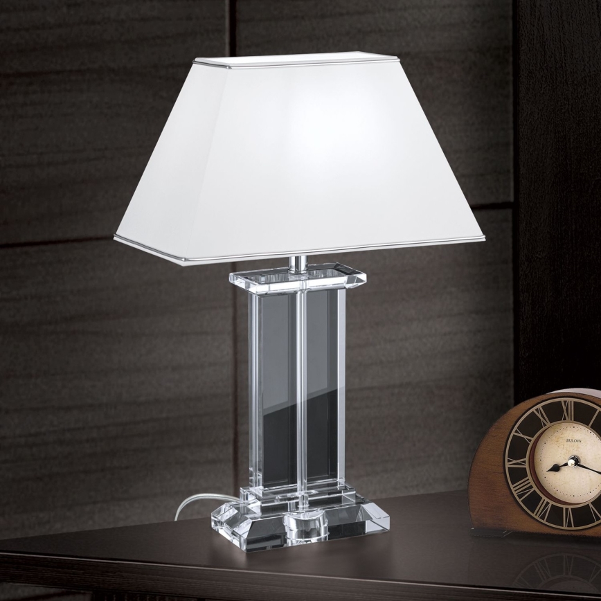 Candeeiro de mesa em cristal VERONIQUE 1xE27/60W/230V branco/cromado