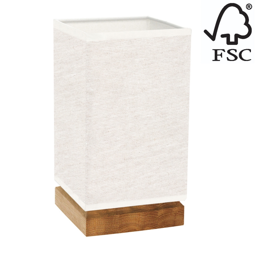 Candeeiro de mesa FIRE 1xE27/25W/230V carvalho/bege - certificado por FSC