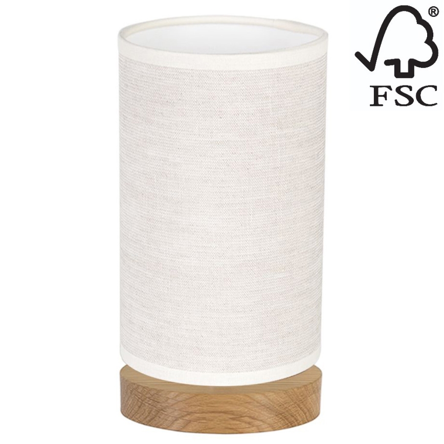 Candeeiro de mesa FIRE 1xE27/25W/230V carvalho/bege - certificado por FSC