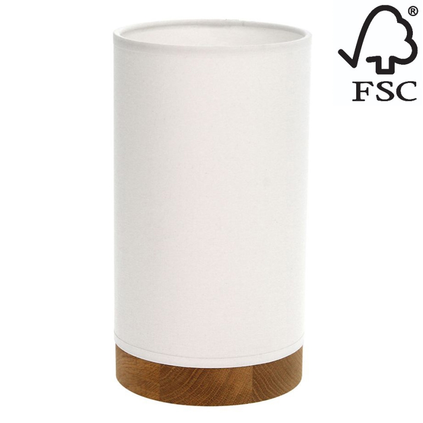Candeeiro de mesa FIRE 1xE27/25W/230V carvalho/branco - certificado por FSC