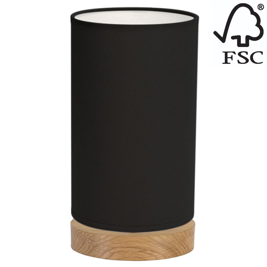 Candeeiro de mesa FIRE 1xE27/25W/230V carvalho/preto - certificado por FSC