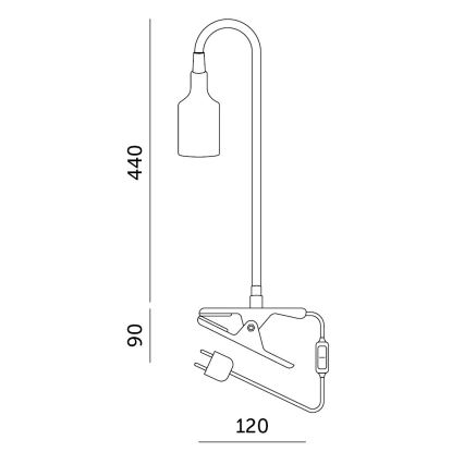Candeeiro de mesa flexível com clipe CLIP 1xE27/30W/230V branco
