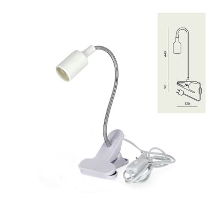 Candeeiro de mesa flexível com clipe CLIP 1xE27/30W/230V branco