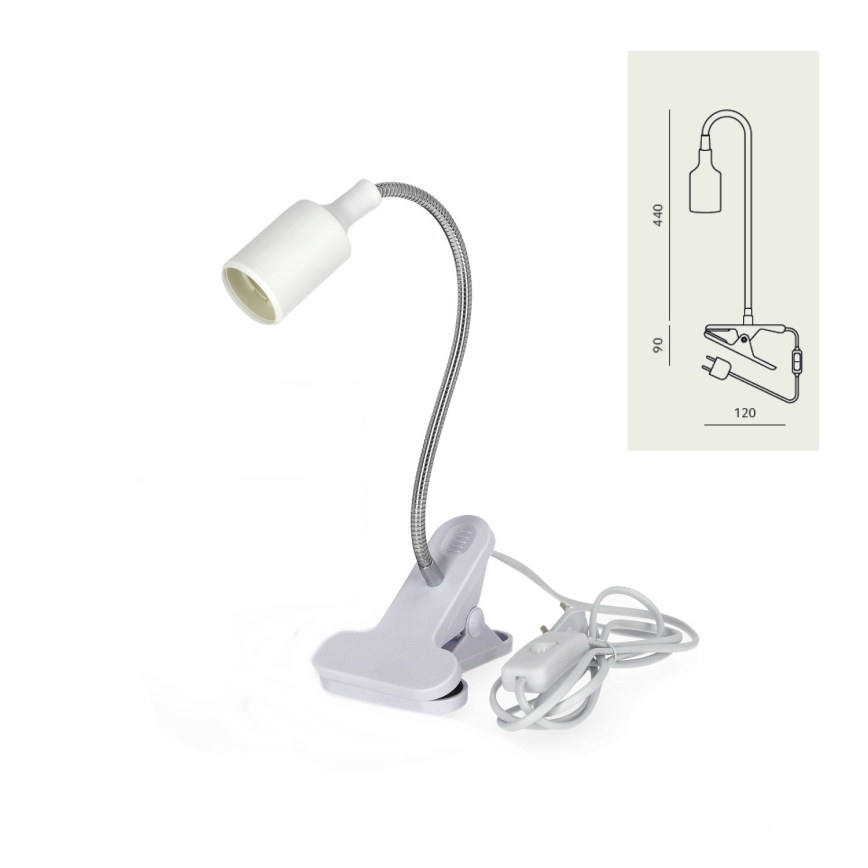 Candeeiro de mesa flexível com clipe CLIP 1xE27/30W/230V branco