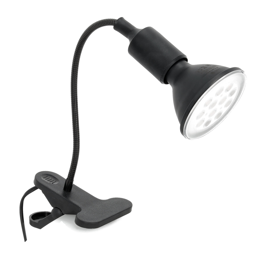 Candeeiro de mesa flexível com clipe CLIP 1xE27/30W/230V preto