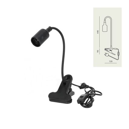 Candeeiro de mesa flexível com clipe CLIP 1xE27/30W/230V preto