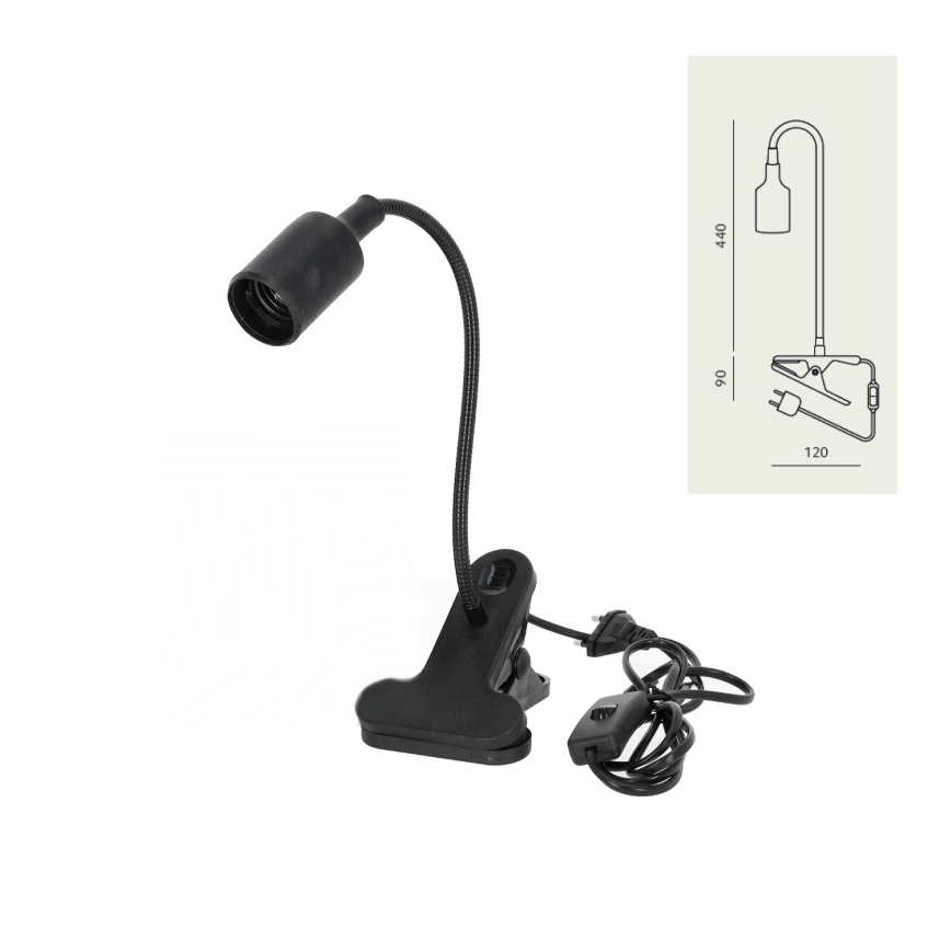 Candeeiro de mesa flexível com clipe CLIP 1xE27/30W/230V preto