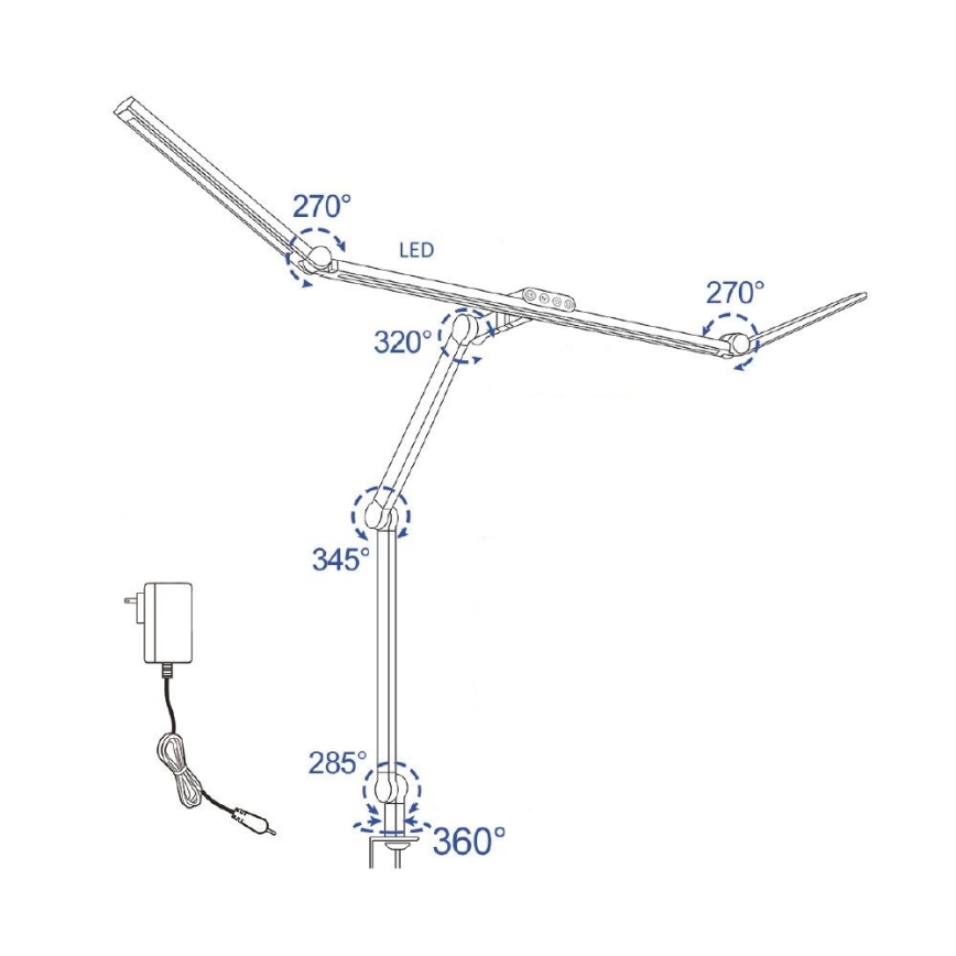 Candeeiro de mesa flexível regulável LED/36W/230V 3000-6500K CRI 92 preto