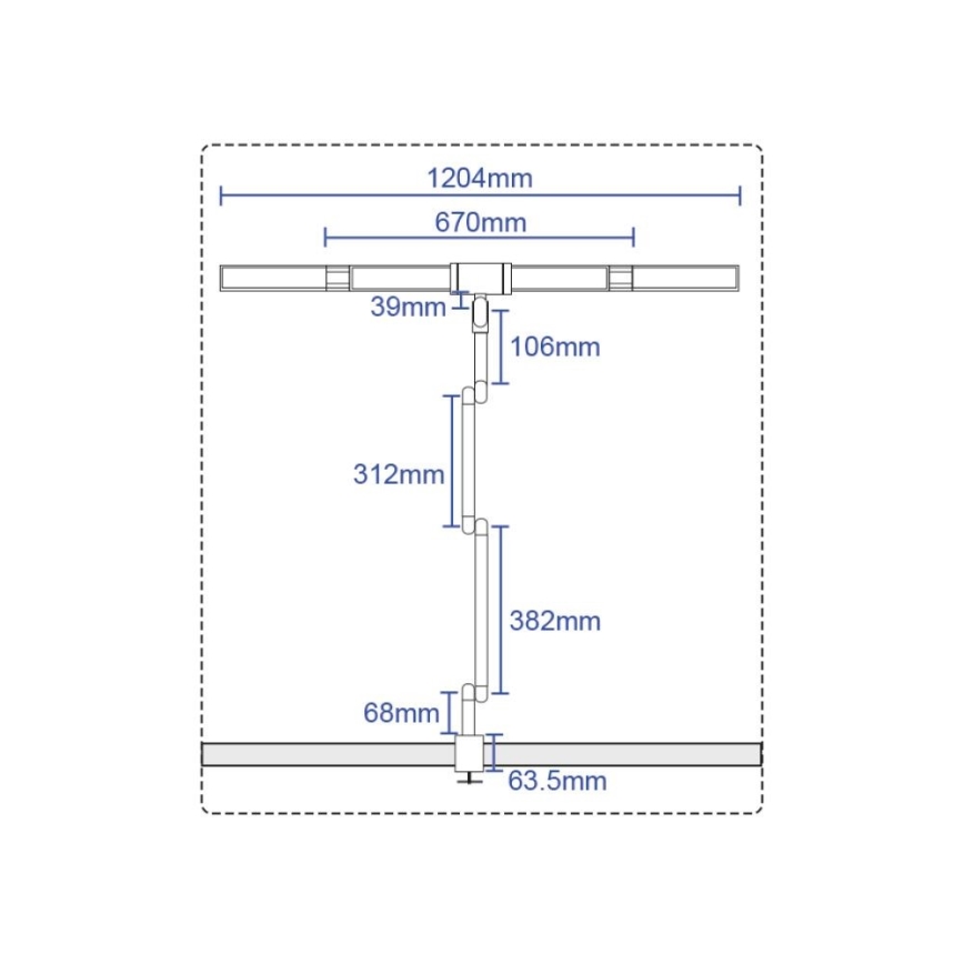 Candeeiro de mesa flexível regulável LED/36W/230V 3000-6500K CRI 92 preto
