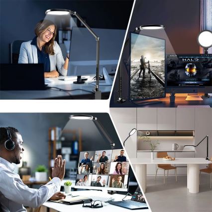Candeeiro de mesa flexível tátil regulável LED/15W/230V 3000-6500K CRI 96