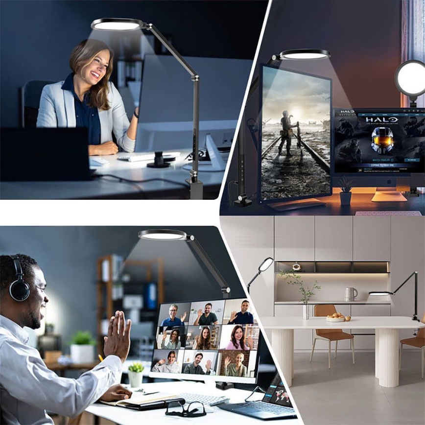 Candeeiro de mesa flexível tátil regulável LED/15W/230V 3000-6500K CRI 96