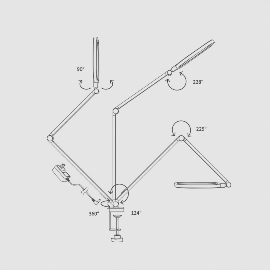 Candeeiro de mesa flexível tátil regulável LED/15W/230V 3000-6500K CRI 96