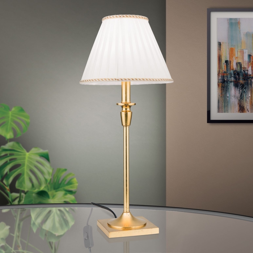 Candeeiro de mesa FONSA 1xE27/60W/230V 61 cm branco/dourado