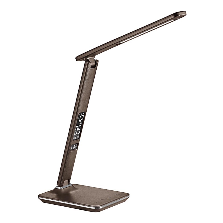 Candeeiro de mesa fosco com visor LED LED/9W/230V castanho