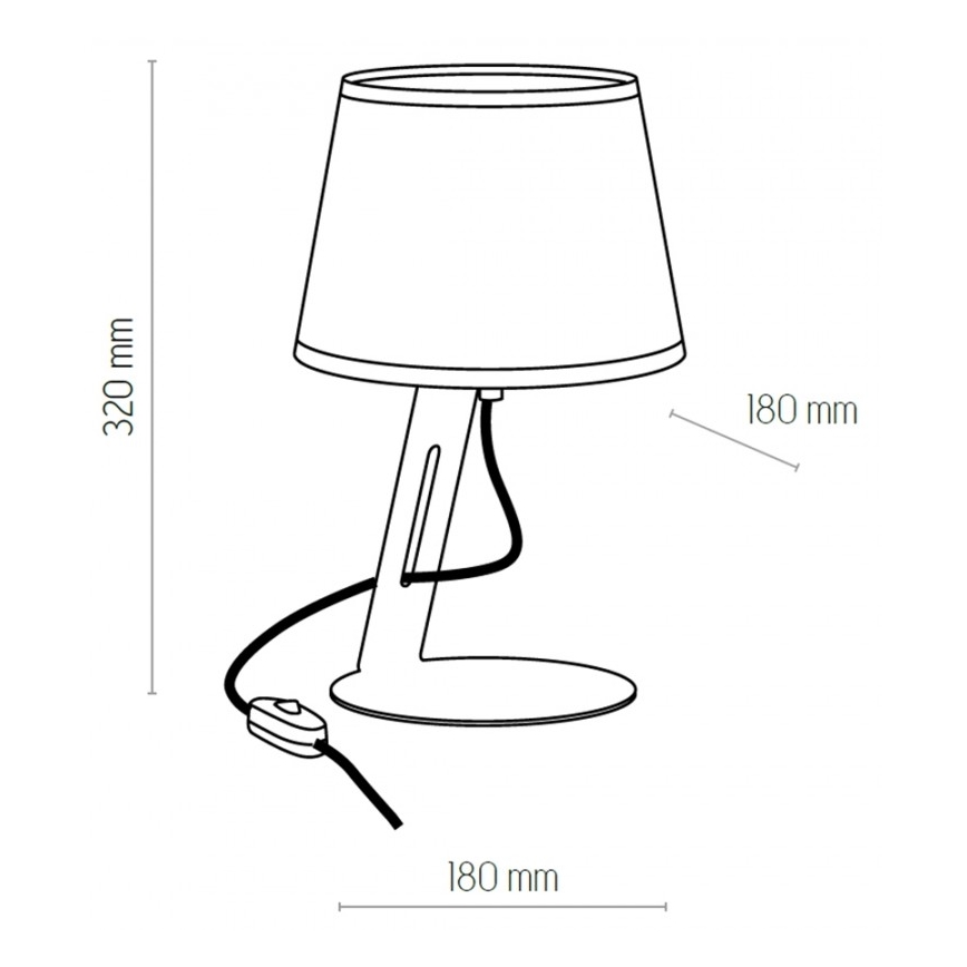 Candeeiro de mesa GRACIA 1xE27/60W/230V preto