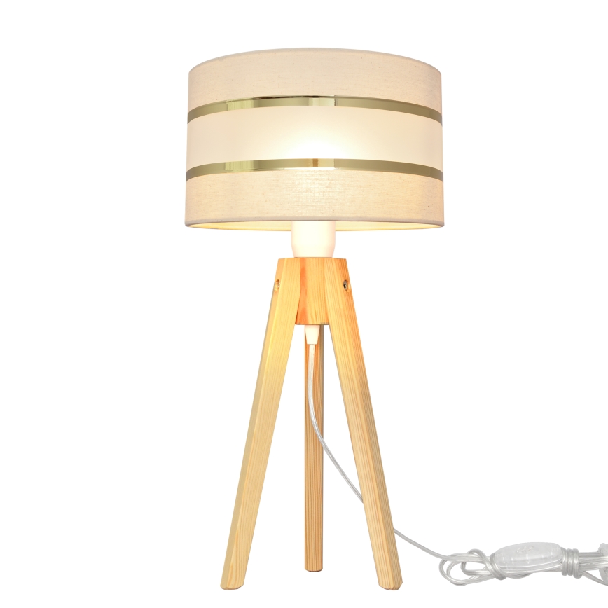 Candeeiro de mesa HELEN 1xE27/15W/230V creme/dourado/pinho