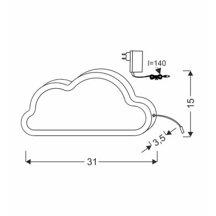 Candeeiro de mesa infantil LED CLOUD 11W/230V azul
