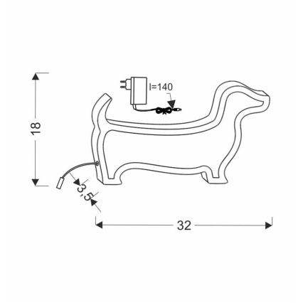 Candeeiro de mesa infantil LED DOG LED/12W/230V rosa