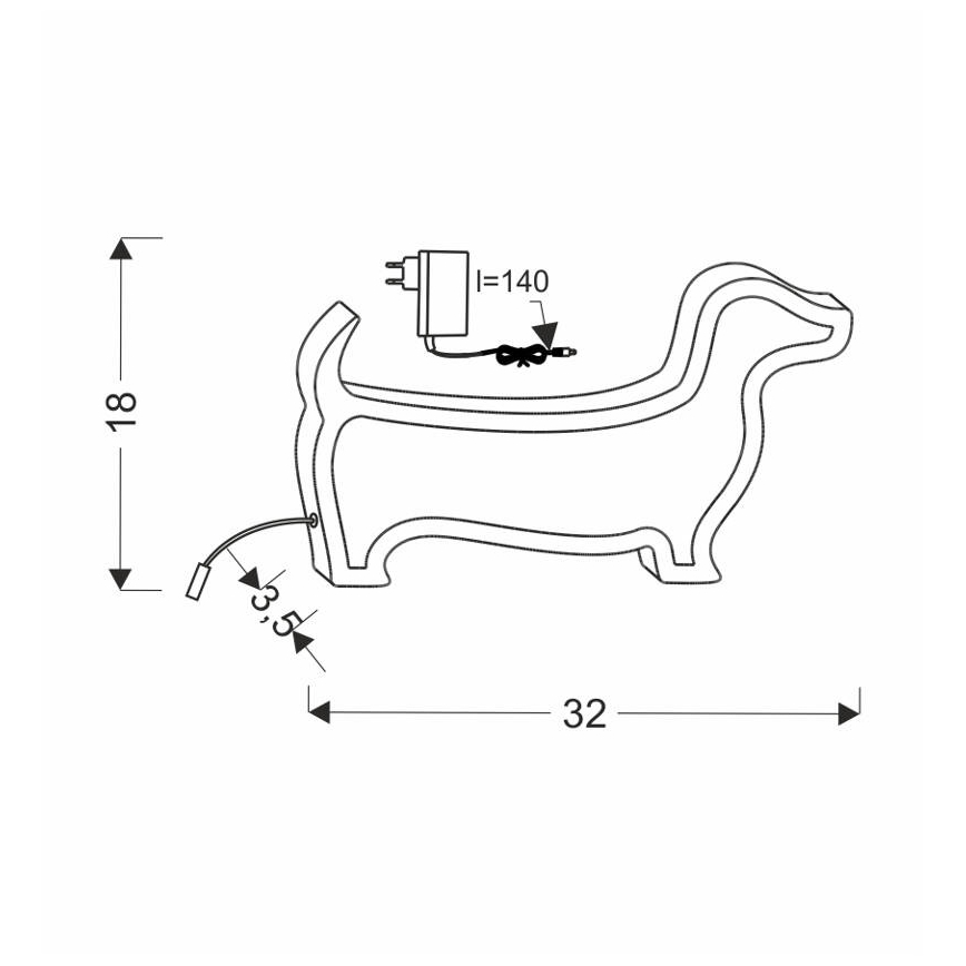 Candeeiro de mesa infantil LED DOG LED/12W/230V rosa