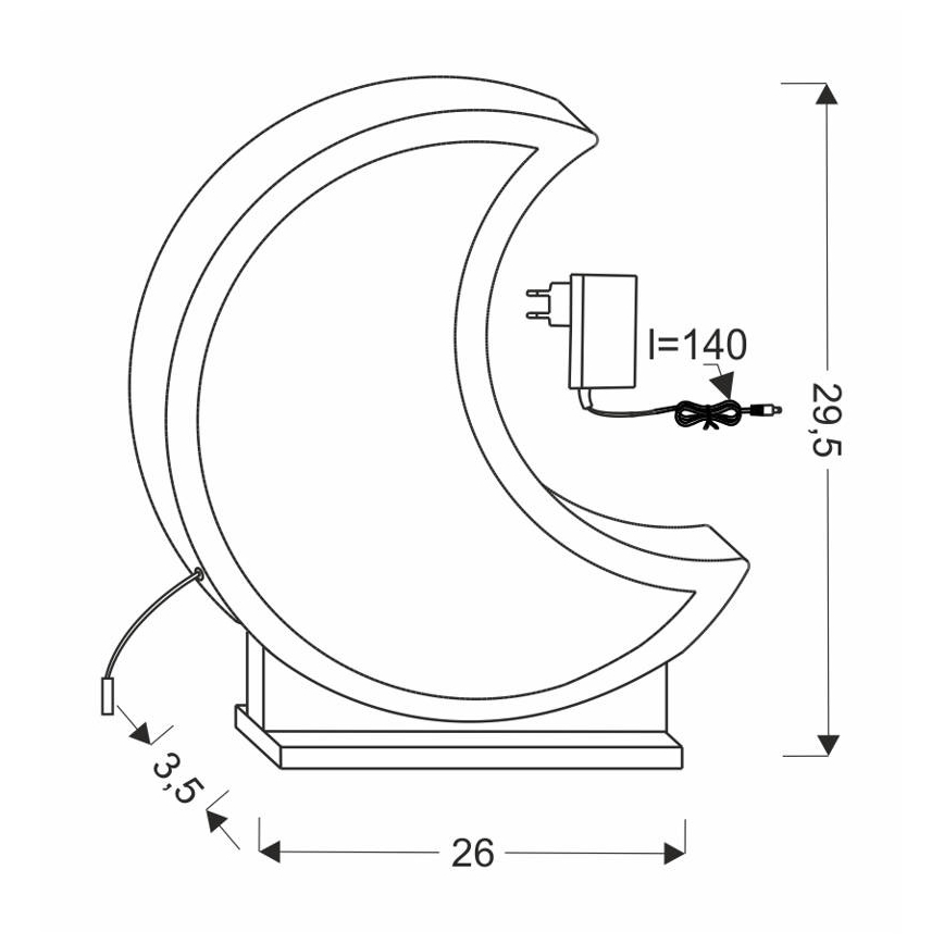 Candeeiro de Mesa Infantil LED MOON LED/12W/230V amarelo