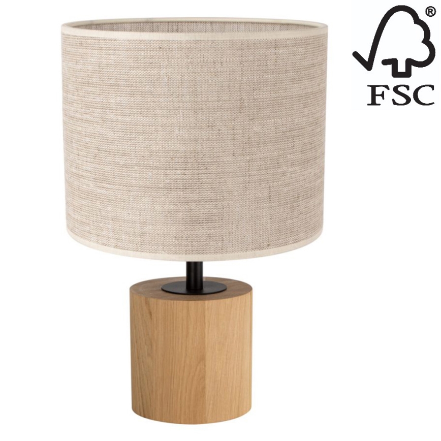 Candeeiro de mesa KRETA 1xE27/25W/230V carvalho/bege - certificado por FSC