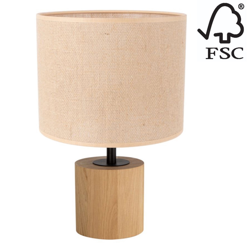 Candeeiro de mesa KRETA 1xE27/25W/230V carvalho/laranja - certificado por FSC