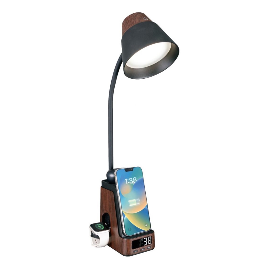 Candeeiro de mesa LED+CCT dimerizável com carregamento sem fios QI IDEAL LED/8W/230V 2700/4000/5000K castanho