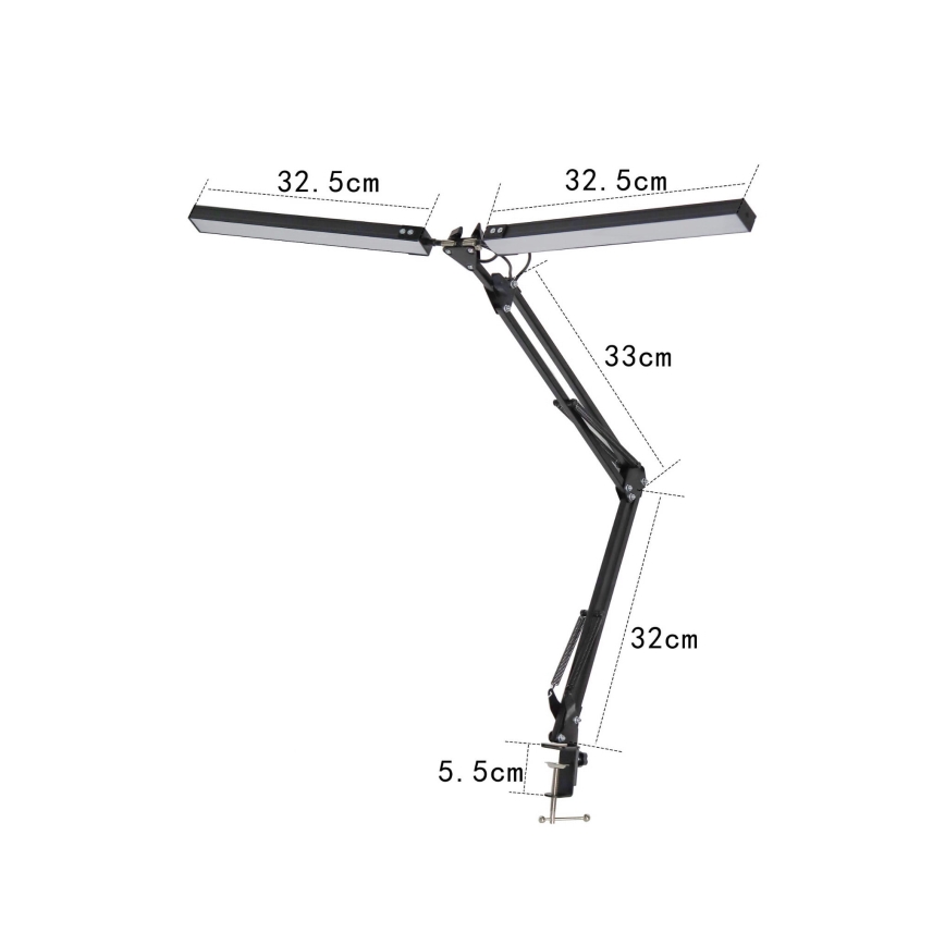 Candeeiro de mesa LED com clipe 2xLED/10W/230V 2800-6800K