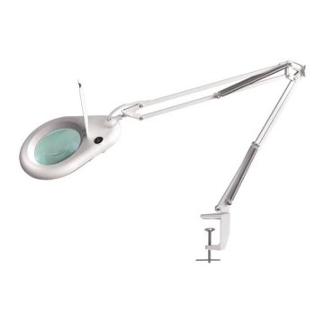 Candeeiro de mesa LED com lupa LED/9W/230V branco/cromado brilhante