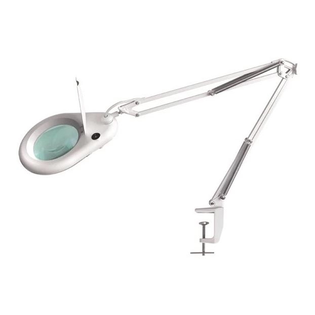 Candeeiro de mesa LED com lupa LED/9W/230V branco/cromado brilhante