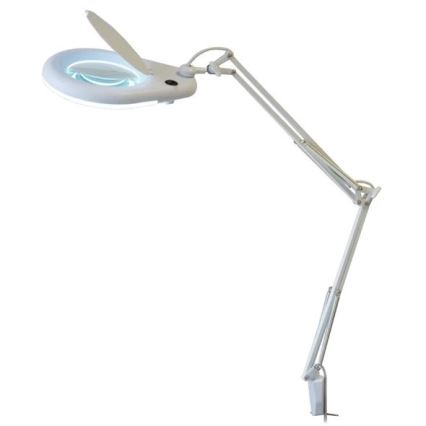 Candeeiro de mesa LED com lupa LED/9W/230V branco/cromado brilhante