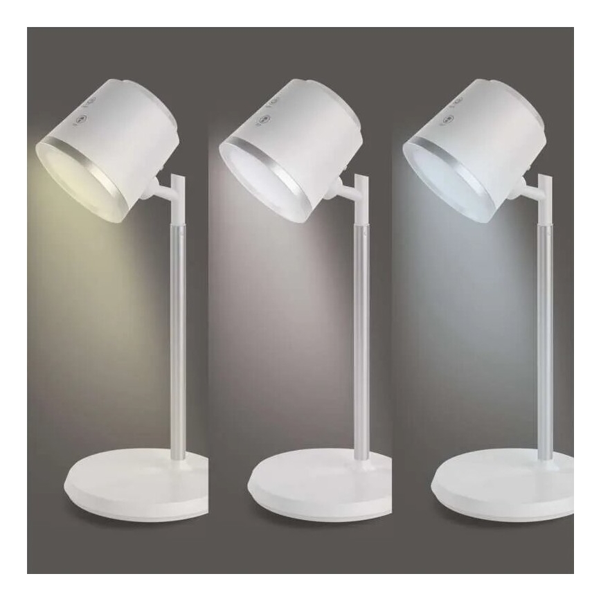 Candeeiro de mesa LED com regulação 4em1 LED/6W/3,7V 3000K/4000K/6500K 1500mAh branco