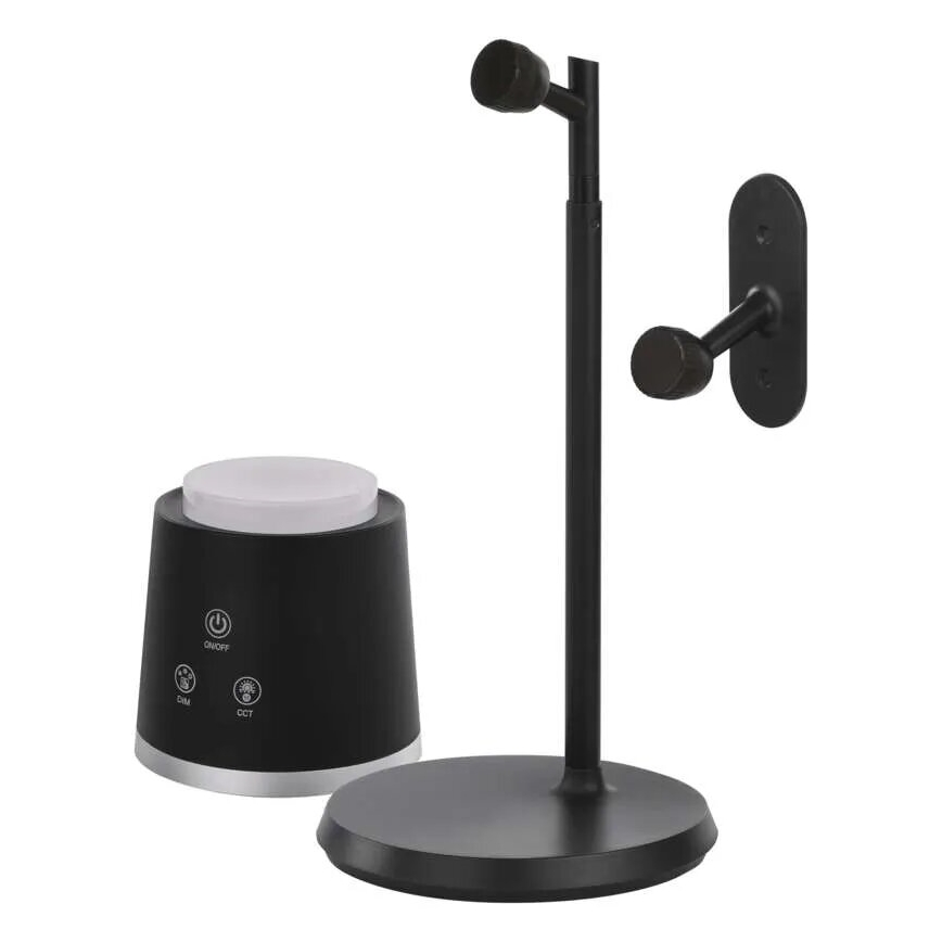 Candeeiro de mesa LED com regulação 4em1 LED/6W/3,7V 3000K/4000K/6500K 1500mAh preto