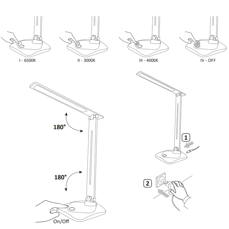 Candeeiro de mesa LED com regulação através do toque TOLEDO LED/8W/230V preto