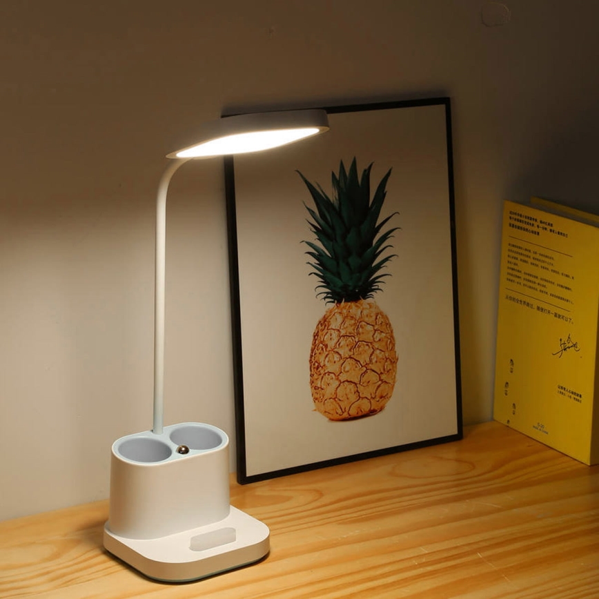 Candeeiro de mesa LED com regulação, carregamento, suporte e power bank LED/5W/5V 2400mAh