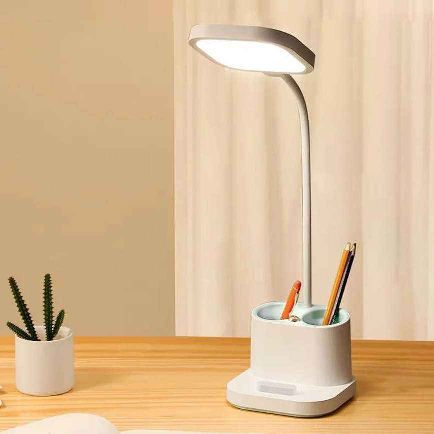 Candeeiro de mesa LED com regulação, carregamento, suporte e power bank LED/5W/5V 2400mAh