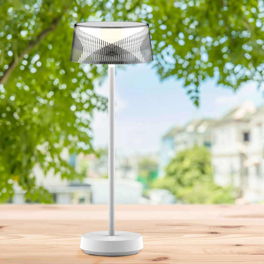 Candeeiro de mesa LED para exterior tátil com regulação CASABLANCA LED/3,4W/5V USB 3600 mAh IP44 branco