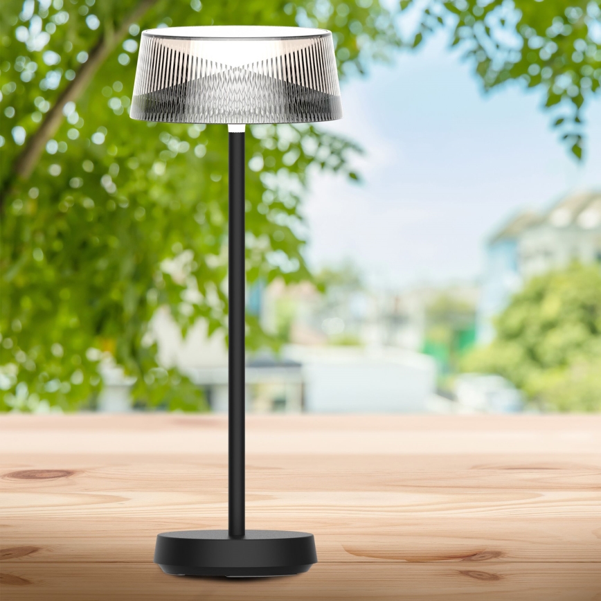 Candeeiro de mesa LED para exterior tátil com regulação CASABLANCA LED/3,4W/5V USB 3600 mAh IP44 preto