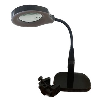 Candeeiro de mesa LED com regulação com lente de aumento bifocal LED/6W/230V 6000-7000K preto