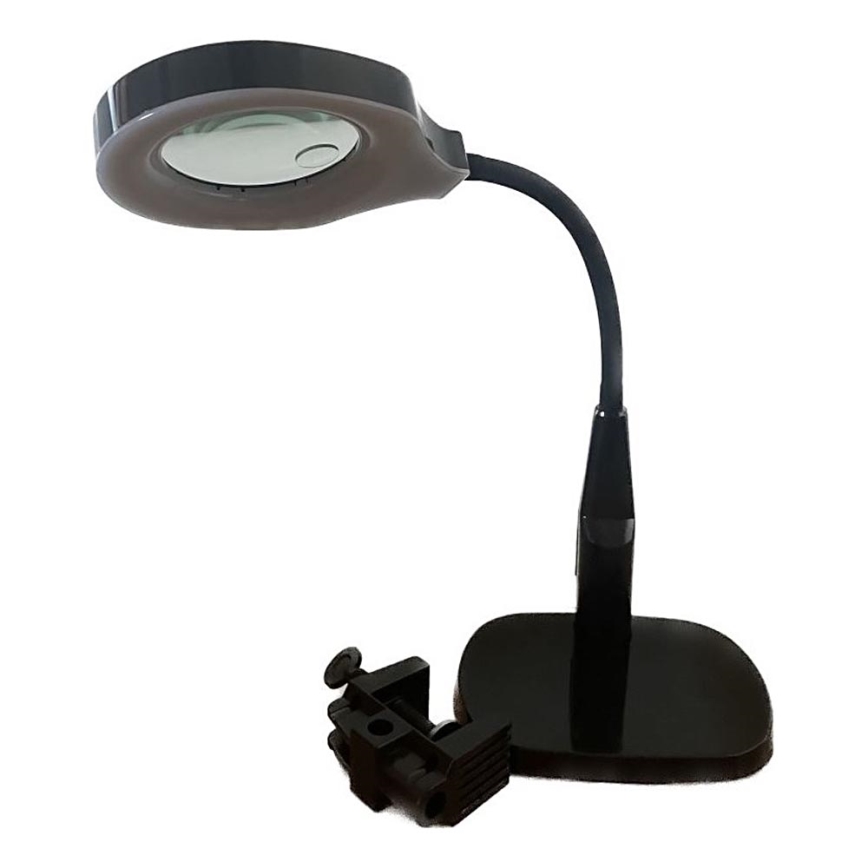 Candeeiro de mesa LED com regulação com lente de aumento bifocal LED/6W/230V 6000-7000K preto