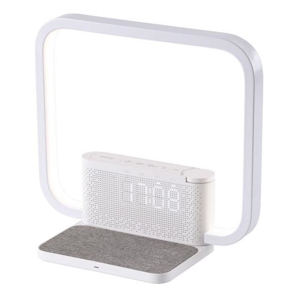 Candeeiro de mesa LED com regulação, despertador e carregamento sem fios LED/18W/230V branco