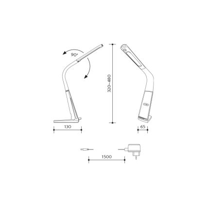 Candeeiro de mesa LED com regulação e carregamento sem fios e sensor LORD EVO LED/8W/230V 3000K/4500K/6000K branco