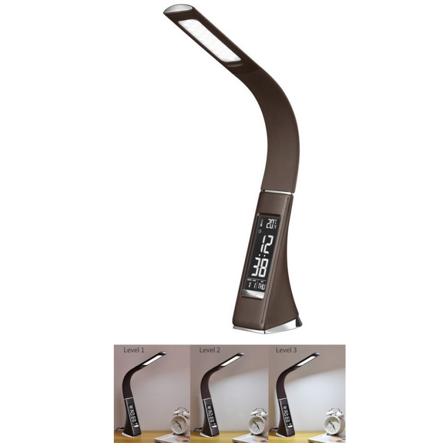 Candeeiro de mesa LED com regulação e ecrã LEATHER LED/7W/230V
