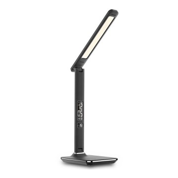 Candeeiro de mesa LED com regulação e ecrã LED/9W/230V/12V preto