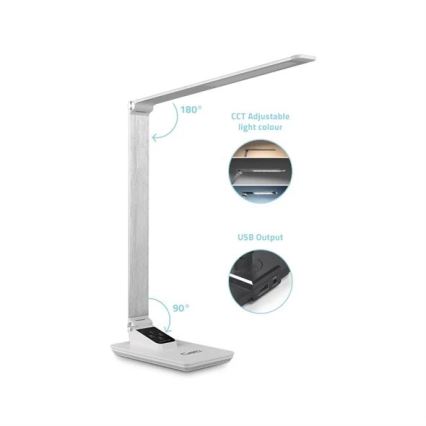Candeeiro de mesa LED com regulação e porta USB LED/7W/230V 3000K/4000K/5500K branco