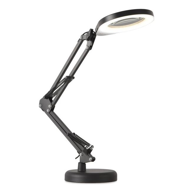 Candeeiro de mesa LED com regulação e uma lupa 2em1 AURIQ LOUPE LED/10W/5V 3000/4000/6500K preto