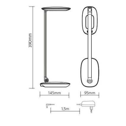 Candeeiro de mesa LED com regulação e USB MOANA LED/6W/230V rosa