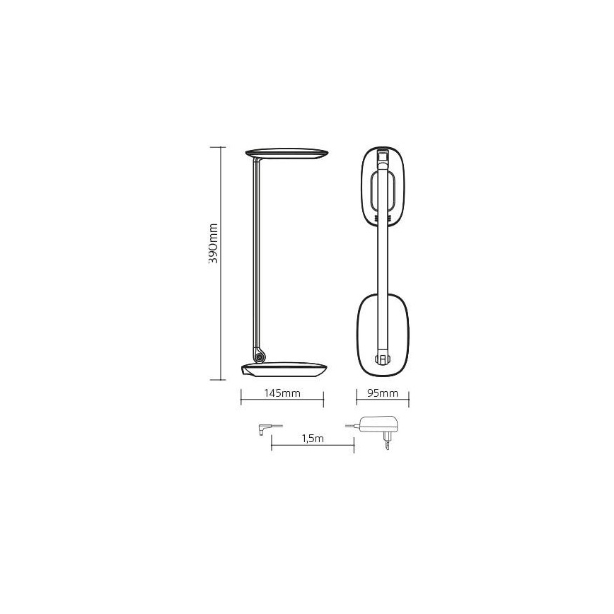 Candeeiro de mesa LED com regulação e USB MOANA LED/6W/230V rosa