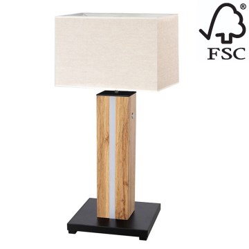 Candeeiro de mesa LED com regulação FLAME 1xE27/40W+ LED/4,6W/230V 56,5 cm carvalho – FSC certificado